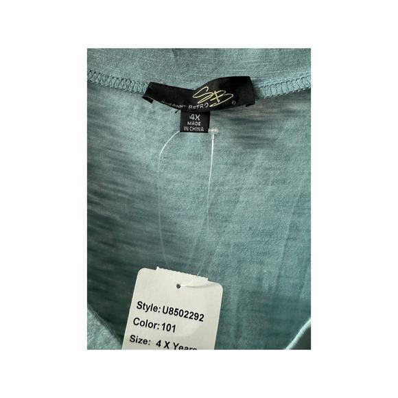 Susan Betro Size 4X Green New with Tags Tunic Pullover Short Sleeve MSRP $57 - Picture 5 of 6